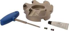 Iscar - 4" Cut Diam, 1-1/2" Arbor Hole, 0.26" Max Depth of Cut, 45° Indexable Chamfer & Angle Face Mill - 6 Inserts, SEK/MT 12... Insert, Right Hand Cut, 6 Flutes, Series F45ST - Exact Tool & Supply