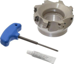 Iscar - 8 Inserts, 4" Cut Diam, 1-1/2" Arbor Diam, 0.56" Max Depth of Cut, Indexable Square-Shoulder Face Mill - 0/90° Lead Angle, 2" High, AD..1505.. & HM90 AD..1505.. Insert Compatibility, Series HM90 - Exact Tool & Supply