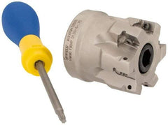 Iscar - 6 Inserts, 1-1/2" Cut Diam, 3/4" Arbor Diam, 0.39" Max Depth of Cut, Indexable Square-Shoulder Face Mill - 0/90° Lead Angle, 1.57" High, AP..1003.. & HM90 AP..1003.. Insert Compatibility, Series HM90 - Exact Tool & Supply