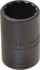 Proto - 11/16", 1/2" Drive, Standard Hand Socket - 12 Points, 1-1/2" OAL, Alloy Steel, Black Finish - Exact Tool & Supply