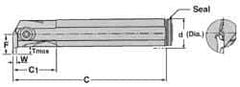 Iscar - TGI, Internal, Left Hand, 0.72" Max Depth of Cut, 0.236 to 1/4" Groove Width, Indexable Grooving Tool Holder - TGMF Insert Compatibility, 1-1/2" Shank Width, 11.8" OAL, Through Coolant - Exact Tool & Supply