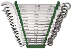 SK - 15 Piece, 1/4 to 1", Combination Wrench Set - Inch System of Measurement, Chrome Finish, Comes in Rack - Exact Tool & Supply