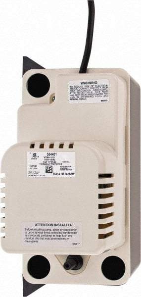 Little Giant Pumps - 1/2 Gallon without Safety Switch Tank Capacity, 115 Volt, 15 Shutoff Pump, Condensate System - 1.08 GPM, 3/8 Barbed Outlet Size - Exact Tool & Supply