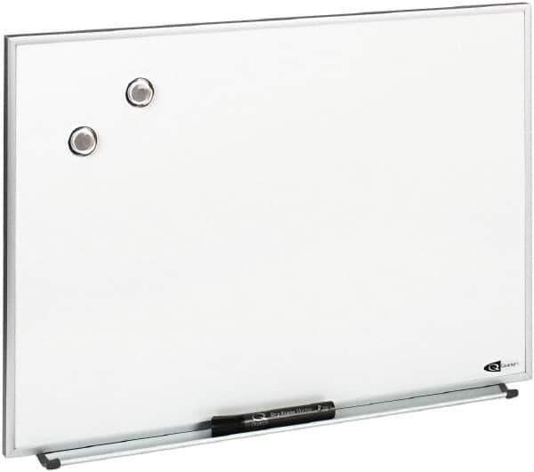 Quartet - 16" High x 23" Wide Enameled Steel Magnetic Marker Board - Aluminum Frame, 1-1/4" Deep, Includes Accessory Tray/Rail, One Dry-Erase Marker & Magnets & Mounting Kit - Exact Tool & Supply