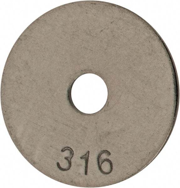 Value Collection - #10 Screw, Grade 316 Stainless Steel Fender Flat Washer - 13/64" ID x 1" OD, 0.04" Thick, Plain Finish - Exact Tool & Supply