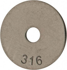 Value Collection - #10 Screw, Grade 316 Stainless Steel Fender Flat Washer - 13/64" ID x 1" OD, 0.04" Thick, Plain Finish - Exact Tool & Supply