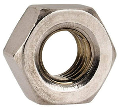 Value Collection - 1/4-28 UNF Stainless Steel Right Hand Hex Nut - 7/16" Across Flats, 3/16" High, Uncoated - Exact Tool & Supply