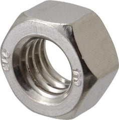 Value Collection - 7/16-14 UNC Stainless Steel Right Hand Hex Nut - 11/16" Across Flats, 3/8" High, Uncoated - Exact Tool & Supply