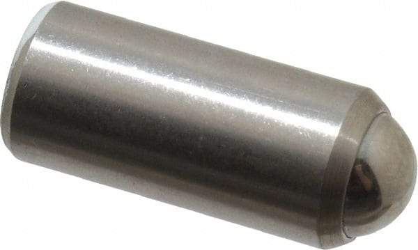 Gibraltar - 11/16" Body Length x 5/16" Body Diam, 2 Lb Init to 5 Lb Final End Force, Stainless Steel Press Fit Ball Plunger - 1/4" Ball Diam, 0.09" Max Ball Reach, +0.0010; +0.0020" Tolerance - Exact Tool & Supply