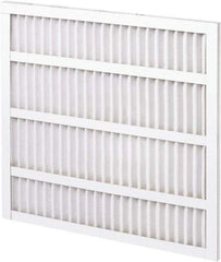 Made in USA - 12" Noml Height x 16" Noml Width x 1" Noml Depth, 35% Capture Efficiency, Wireless Pleated Air Filter - MERV 8, Synthetic, Integrated Clay Coated Paper Board Frame, 300 Max FPM, 400 CFM, For Any Unit - Exact Tool & Supply