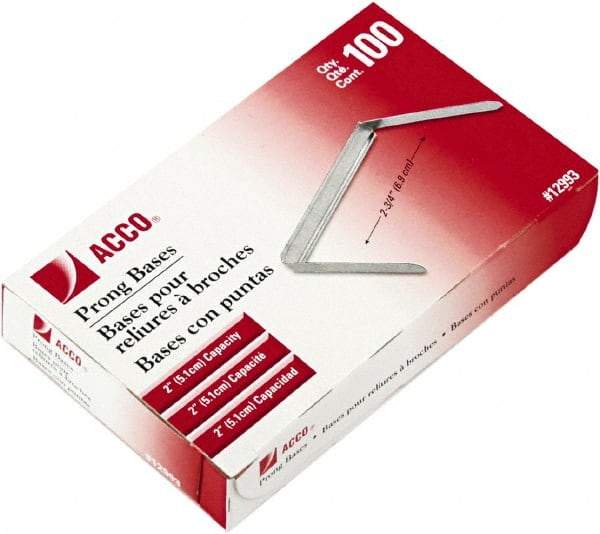ACCO - 100 Piece Paper File Fasteners - 2" Long - Exact Tool & Supply