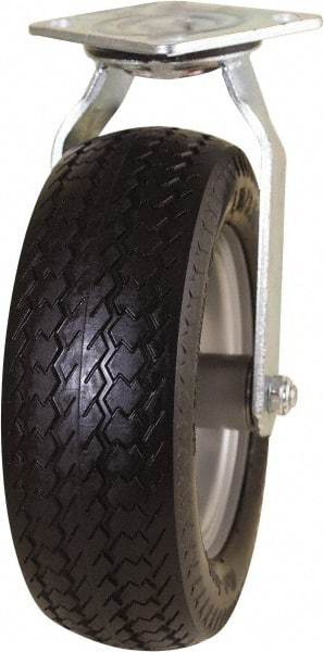Marathon Industries - 10" Diam x 3-19/64" Wide x 12" OAH Top Plate Mount Swivel Caster - Polyurethane, 300 Lb Capacity, 4 x 4-1/2" Plate - Exact Tool & Supply