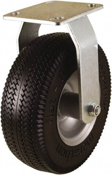 Marathon Industries - 8" Diam x 3-19/64" Wide x 10" OAH Top Plate Mount Rigid Caster - Polyurethane, 275 Lb Capacity, 4 x 4-1/2" Plate - Exact Tool & Supply