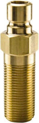 Parker - 3/8 NPTF Brass Hydraulic Hose Male Pipe Thread Extended Nipple - 200 psi, 6 GPM, Series Moldmate - Exact Tool & Supply