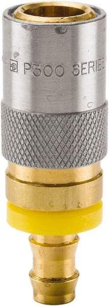 Parker - Nonthreaded Brass Hydraulic Hose Push-Lok Hose Barb Coupler & Straight Fitting - 200 psi, 6 GPM, 1/2" Hose Diam, Series Moldmate - Exact Tool & Supply