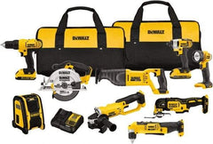 DeWALT - 20 Volt Cordless Tool Combination Kit - Includes 1/2" Compact Drill/Driver, 1/4" Impact Driver, Cut-off Tool/Grinder, Reciprocating Saw, 6-1/2 Circular Saw, LED Worklight & Bluetooth Speaker, Lithium-Ion Battery Included - Exact Tool & Supply