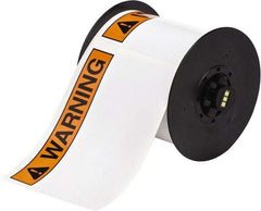 Brady - 6" Wide x 6" Long, Orange & Black on White Vinyl Tape - For BBP30 Label Printer, BBP33 Label Printer, BBP35 Multicolor Sign & Label Printer, BBP37 Color & Cut Sign & Label Printer, BradyPrinter S3100, BBP31 Sign & Label Printer - Exact Tool & Supply