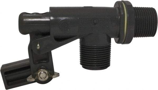 Control Devices - 3/4" Pipe, PVC, Angle Pattern-Single Seat, Mechanical Float Valve - 100 psi, MNPT End Connections - Exact Tool & Supply