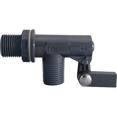 Control Devices - 1/2" Pipe, PVC, Angle Pattern-Single Seat, Mechanical Float Valve - 100 psi, MNPT End Connections - Exact Tool & Supply