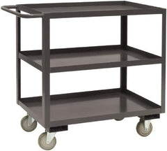 Durham - 1,200 Lb Capacity, 18" Wide x 36" Long x 37-5/8" High Service Cart - 3 Shelf, Steel, 2 Rigid/2 Swivel Casters - Exact Tool & Supply