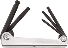 Bondhus - 5 Piece Fold-Up Ball End Hex Key Set - Hex Range 3/16 to 3/8", Protanium High Torque Steel - Exact Tool & Supply
