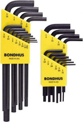 Bondhus - 22 Piece L-Key Hex Key Set - Hex Range 0.05 to 5/16", Protanium High Torque Steel - Exact Tool & Supply