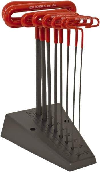 Bondhus - 8 Piece T-Handle Cushion Grip Hex Key Set - Hex Range 2 to 10mm, Protanium High Torque Steel - Exact Tool & Supply