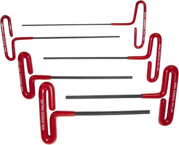 Bondhus - 6 Piece T-Handle Cushion Grip Hex Key Set - Hex Range 2 to 6mm, Protanium High Torque Steel - Exact Tool & Supply