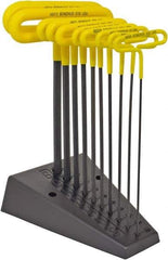 Bondhus - 10 Piece T-Handle Cushion Grip Hex Key Set - Hex Range 3/32 to 3/8", Protanium High Torque Steel - Exact Tool & Supply