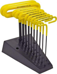 Bondhus - 10 Piece T-Handle Cushion Grip Hex Key Set - Hex Range 3/32 to 3/8", Protanium High Torque Steel - Exact Tool & Supply