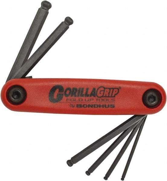 Bondhus - 6 Piece Fold-Up Hex Key Set - Hex Range 2 to 6mm, Protanium High Torque Steel - Exact Tool & Supply