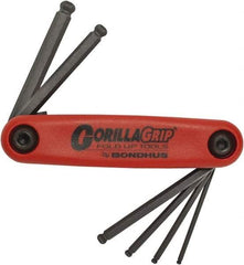 Bondhus - 6 Piece Fold-Up Hex Key Set - Hex Range 2 to 6mm, Protanium High Torque Steel - Exact Tool & Supply