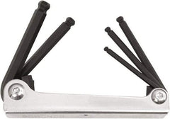 Bondhus - 5 Piece Fold-Up Ball End Hex Key Set - Hex Range 4 to 10mm, Protanium High Torque Steel - Exact Tool & Supply
