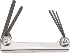 Bondhus - 5 Piece Fold-Up Ball End Hex Key Set - Hex Range 1.5 to 4mm, Protanium High Torque Steel - Exact Tool & Supply