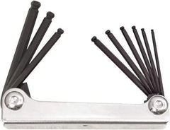 Bondhus - 9 Piece Fold-Up Ball End Hex Key Set - Hex Range 5/64 to 1/4", Protanium High Torque Steel - Exact Tool & Supply