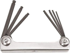 Bondhus - 7 Piece Fold-Up Ball End Hex Key Set - Hex Range 1/16 to 5/32", Protanium High Torque Steel - Exact Tool & Supply