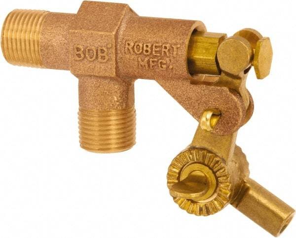 Control Devices - 1" Pipe, Brass, Angle Pattern-Single Seat, Mechanical Float Valve - 100 psi, MIP End Connections - Exact Tool & Supply