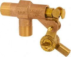 Control Devices - 1/2" Pipe, Brass, Angle Pattern-Single Seat, Mechanical Float Valve - 125 psi, MIP End Connections - Exact Tool & Supply