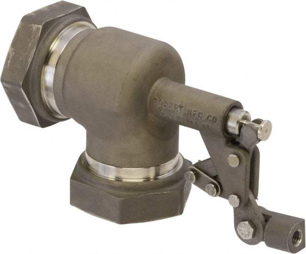 Control Devices - 1-1/2" Pipe, Stainless Steel, Angle Pattern-Single Seat, Mechanical Float Valve - 100 psi, FIP End Connections - Exact Tool & Supply