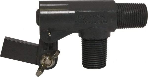 Control Devices - 3/8" Pipe, PVC, Angle Pattern-Double Seat, Mechanical Float Valve - 100 psi, MNPT End Connections - Exact Tool & Supply