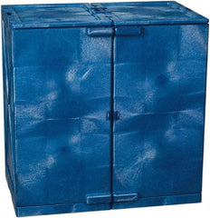 Eagle - 2 Door, 4 Shelf, Blue HDPE Stackable Safety Cabinet for Corrosive Chemicals - 36" High x 36" Wide x 22" Deep, Manual Closing Door, Hole for Lock, 24 Gal Capacity - Exact Tool & Supply