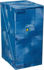 Eagle - 1 Door, 2 Shelf, Blue HDPE Stackable Safety Cabinet for Corrosive Chemicals - 36" High x 18" Wide x 22" Deep, Manual Closing Door, Hole for Lock, 12 Gal Capacity - Exact Tool & Supply