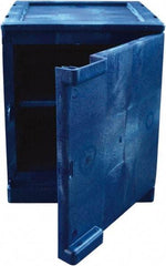 Eagle - 1 Door, 2 Shelf, Blue HDPE Stackable Safety Cabinet for Corrosive Chemicals - 22" High x 18" Wide x 18" Deep, Manual Closing Door, Hole for Lock, 4 Gal Capacity - Exact Tool & Supply