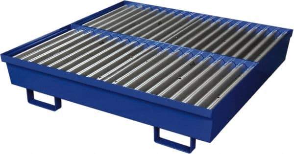 Eagle - 92 Gal Sump, 4,000 Lb Capacity, 4 Drum, Steel Spill Deck or Pallet - 54" Long x 25" Wide x 12" High, 2x4 Drum Configuration - Exact Tool & Supply