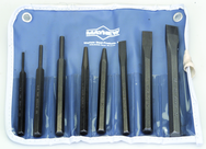 8-Pc. Punch & Chisel Set; includes 3 Punches; 1center punch; 1 solid punch; 3 cold chisels - Exact Tool & Supply