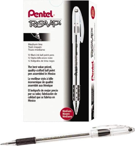 Pentel - Conical Ball Point Pen - Black - Exact Tool & Supply