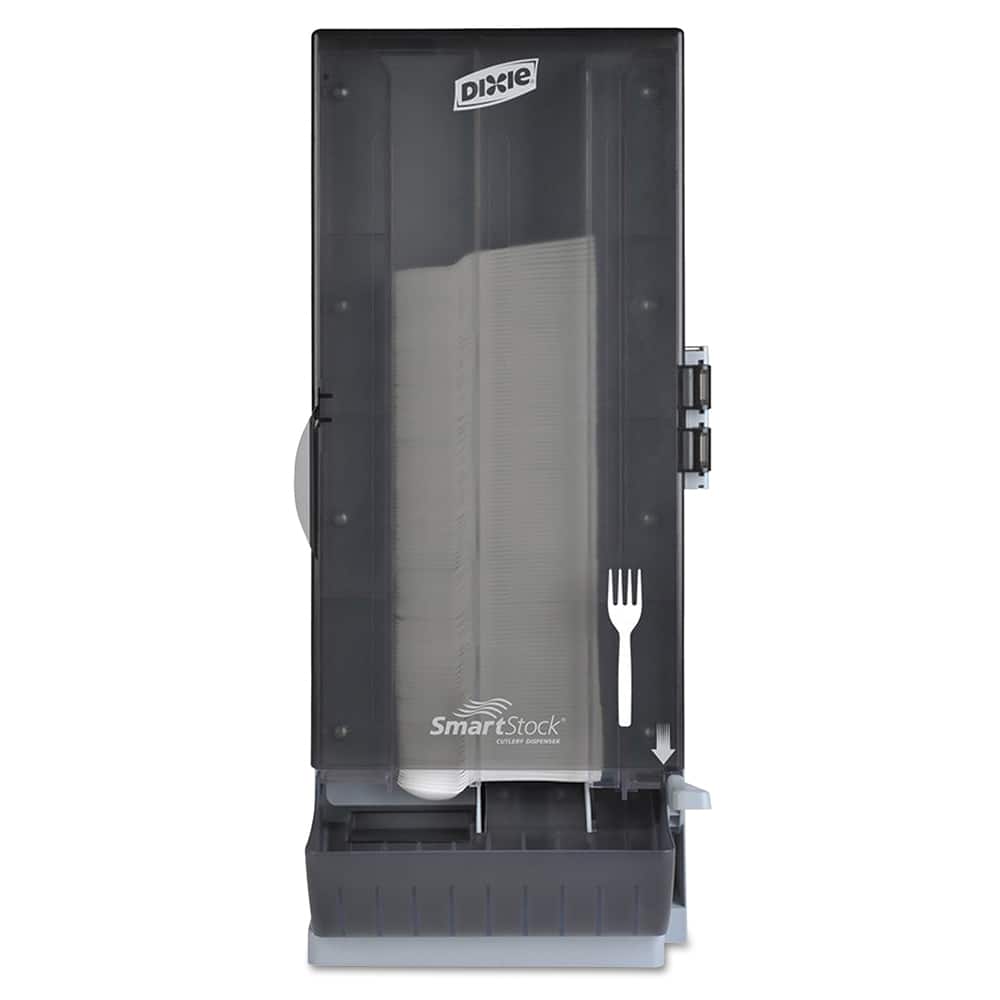 Dixie - Paper & Plastic Cups, Plates, Bowls & Utensils; Breakroom Accessory Type: Cutlery Bin ; Breakroom Accessory Description: Utensil Dispensers-Tower-Fork ; Color: Smoke - Exact Tool & Supply