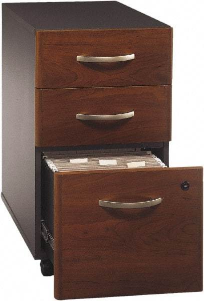 Bush Business Furniture - 15-3/4" Wide x 27.88" High x 20-1/4" Deep, 3 Drawer Pedestal - Laminate Over Wood, Hansen Cherry & Galaxy - Exact Tool & Supply