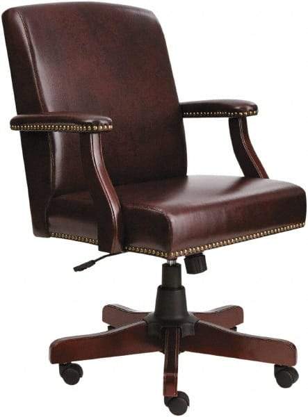 ALERA - 36-5/8 to 42-7/8" High Mid Back Chair - 26" Wide x 28" Deep, Vinyl Seat, Mahogany - Exact Tool & Supply