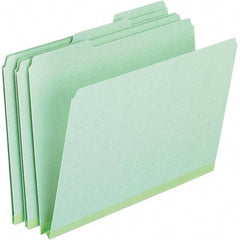Pendaflex - 9-1/2 x 11-5/8", Letter Size, Green, File Folders with Top Tab - 25 Point Stock, Assorted Tab Cut Location - Exact Tool & Supply